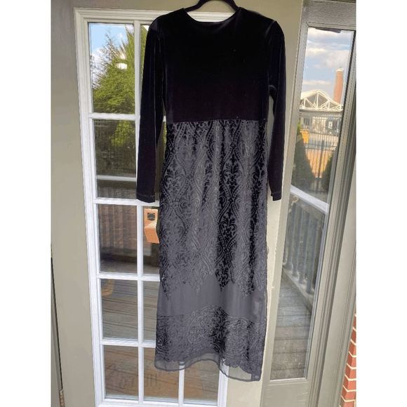 Carole Little NWT Black Long Velvet Overlay Wrap Maxi Dress - Size 8, MSRP $178 - Picture 7 of 15